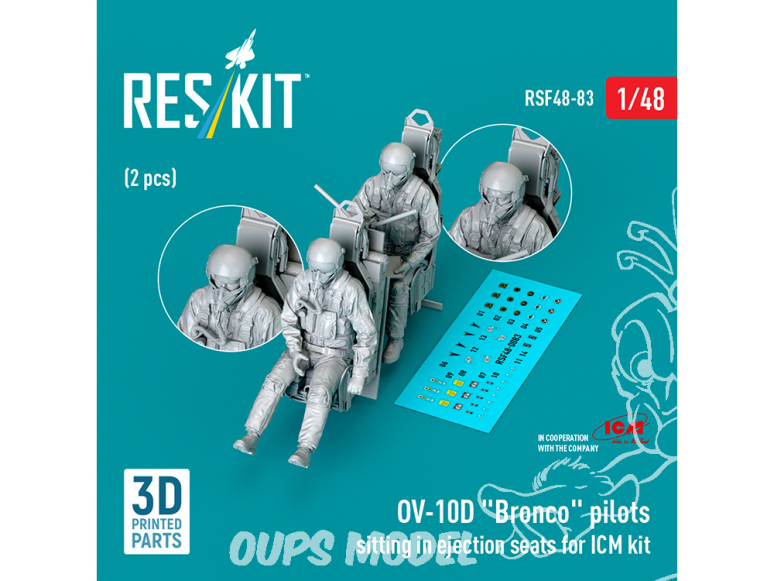 ResKit Figurine RSF48-0083 Pilotes d'OV-10D Bronco assis sur des sièges éjectables pour le kit ICM 2 pièces Imprimé en 3D 1/48