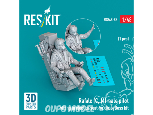 ResKit Figurine RSF48-0088 Pilote masculin Rafale C M assise sur siège éjectable pour kit HobbyBoss 1 pièce Impression 3D 1/48