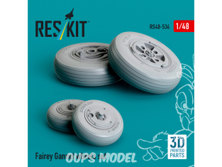ResKit avion RS48-0536 Ensemble de roues Fairey Gannet (imprimé en 3D 1/48