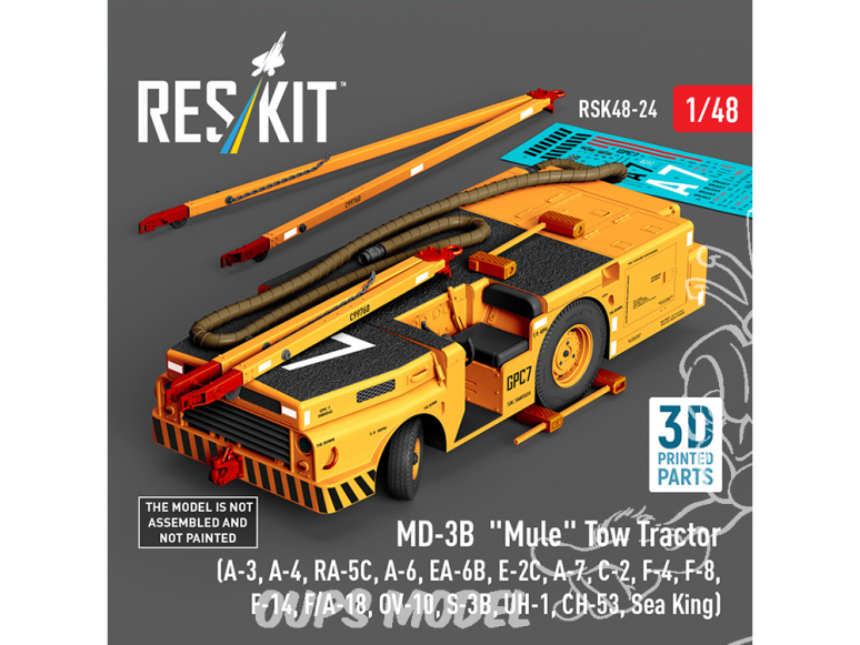 ResKit kit RSK48-0024 Tracteur de remorquage MD-3B « Mule » kit de modèle imprimé en 3D 1/48