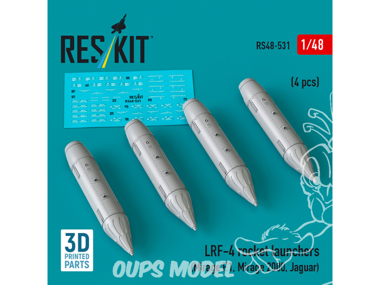 ResKit kit RS48-0531 Lance-roquettes LRF-4 4 pièces imprimé en 3D 1/48