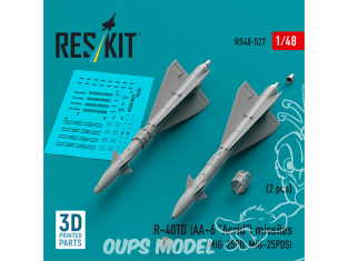 ResKit kit RS48-0527 Missiles R-40TD AA-6 « Acrid » 2 pièces imprimés en 3D 1/48