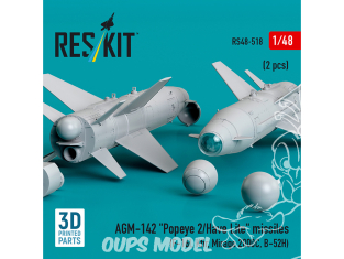 ResKit kit RS48-0518 Missiles AGM-142 « Popeye 2/Have Lite » 2 pièces imprimés en 3D 1/48