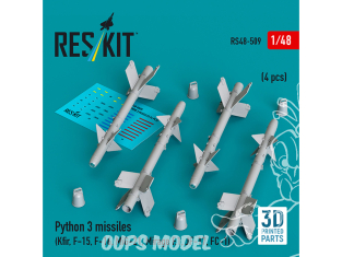ResKit kit RS48-0509 Missiles Python 3 4 pièces imprimés en 3D 1/48