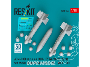 ResKit kit RS48-0544 Missiles AGM-130C 2 ogives BLU-109 avec nacelle de liaison de données AN/AXQ-14 1/48