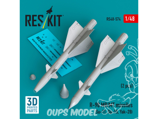 ResKit kit RS48-0574 Missiles R-98 MR/MT 2 pièces imprimés en 3D 1/48