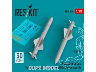 ResKit kit RS48-0506 Missiles Exocet 2 pièces imprimés en 3D 1/48