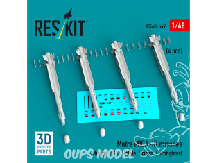 ResKit kit RS48-0549 Missiles Matra MICA-IR 4 pièces imprimés en 3D 1/48