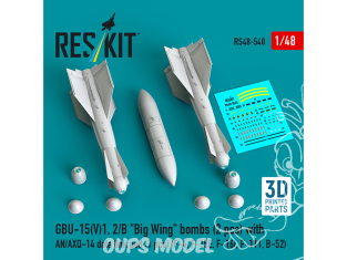 ResKit kit RS48-0540 GBU-15V1, 2/B "Big Wing" bombes 2 pièces avec pod de liaison de données AN/AXQ-14 1/48