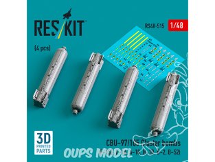 ResKit kit RS48-0515 Bombes à fragmentation CBU-97/105, 4 pièces imprimées en 3D 1/48