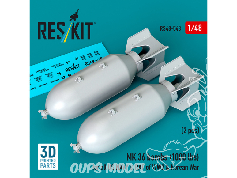 ResKit kit RS48-0548 Bombes guidées laser GBU-10 Paveway I aileron BSU-37/B et BSU-3A/B faible vitesse protection thermique 1/48
