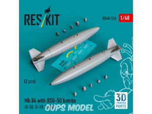 ResKit kit RS48-0526 Mk.84 avec bombes BSU-50, 2 pièces imprimées en 3D 1/48