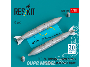 ResKit kit RS48-0530 Bombes à fragmentation BLG-66 « Belouga » 2 pièces imprimées en 3D 1/48