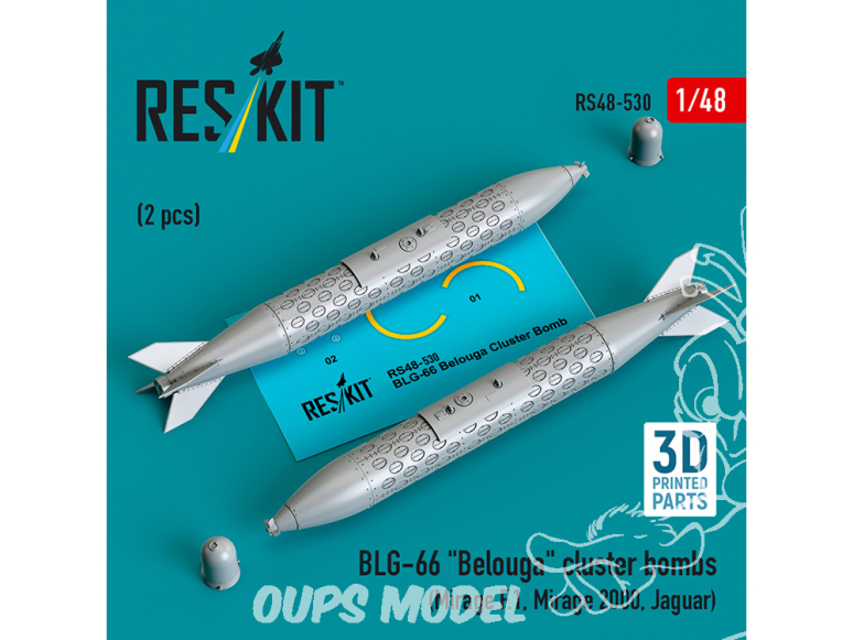 ResKit kit RS48-0530 Bombes à fragmentation BLG-66 « Belouga » 2 pièces imprimées en 3D 1/48