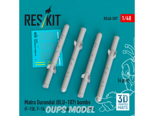 ResKit kit RS48-0507 Bombes Matra Durandal BLU-107 4 pièces imprimées en 3D 1/48