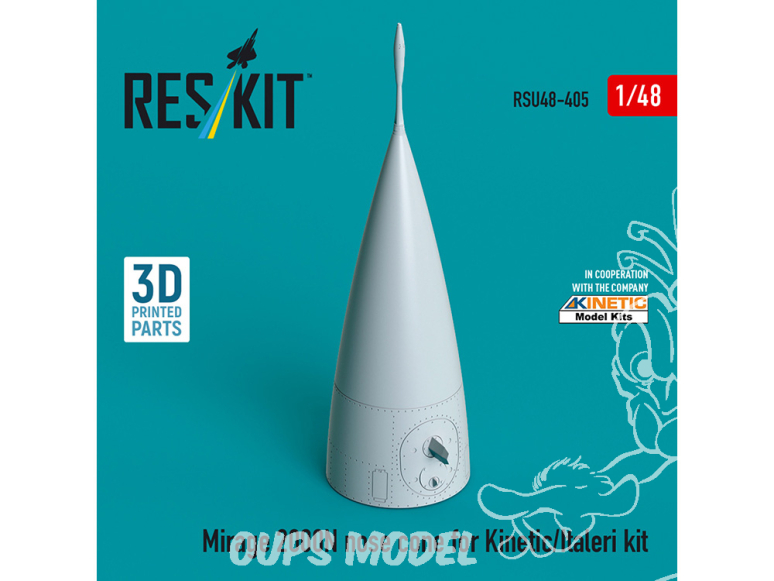 ResKit avion RSU48-0405 Cône de nez Mirage 2000N pour kit Kinetic/Italeri imprimé en 3D 1/48 ResKit avion RSU48-0405 Cône de nez Mirage 2000N pour kit Kinetic/Italeri imprimé en 3D 1/48