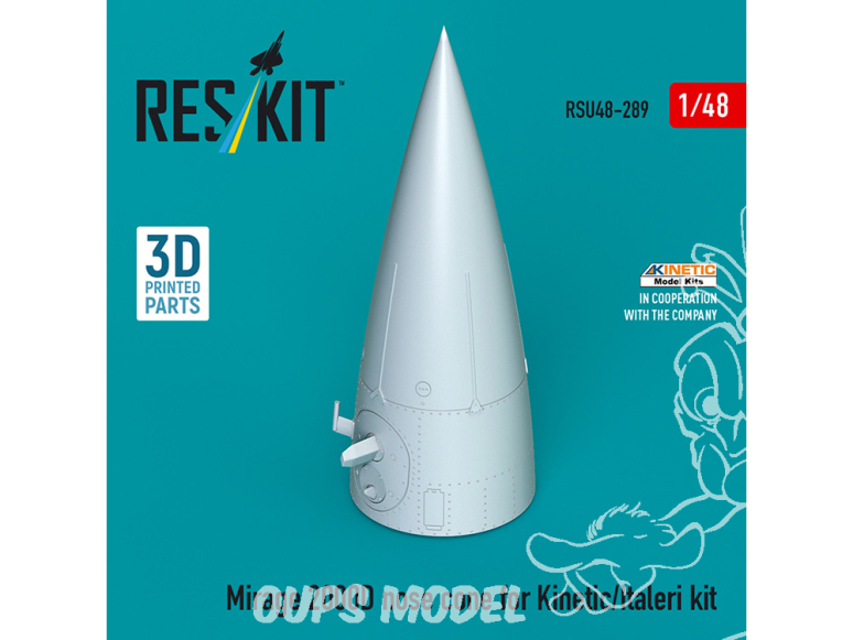 ResKit avion RSU48-0289 Cône de nez du Mirage 2000D pour kit Kinetic/Italeri imprimé en 3D 1/48 ResKit avion RSU48-0289 Cône de nez du Mirage 2000D pour kit Kinetic/Italeri imprimé en 3D 1/48