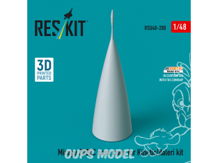 ResKit avion RSU48-0288 Cône de nez du Mirage 2000C pour kit Kinetic/Italeri imprimé en 3D 1/48