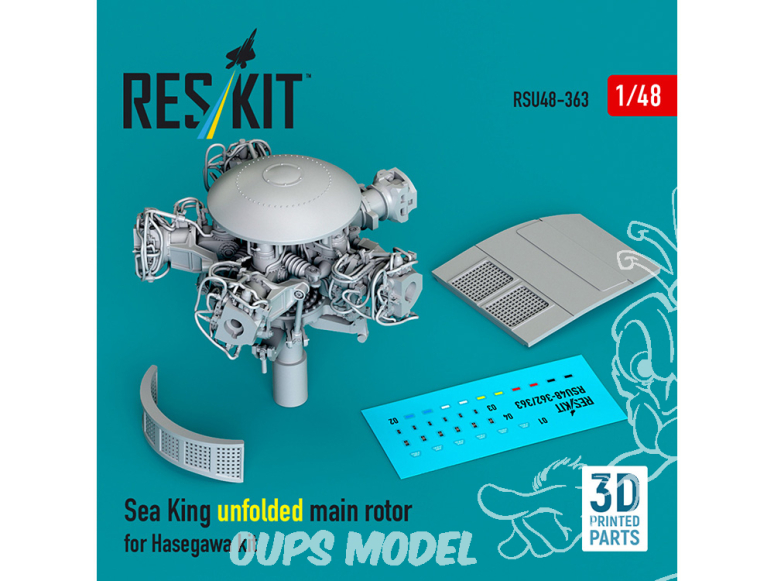 ResKit RSU48-0363 Rotor principal déplié Sea King pour kit Hasegawa imprimé en 3D 1/32 ResKit RSU48-0363 Rotor principal déplié Sea King pour kit Hasegawa imprimé en 3D 1/32