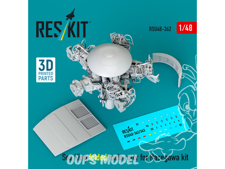 ResKit RSU48-0362 Rotor principal plié Sea King pour kit Hasegawa imprimé en 3D 1/32