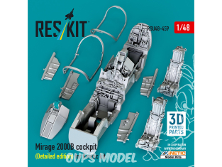 ResKit avion RSU48-0459 Cockpit du Mirage 2000B, édition détaillée pour kit Kinetic imprimé en 3D 1/48