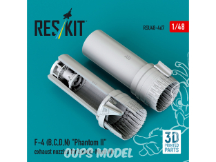 ResKit avion RSU48-0467 Tuyères d'échappement F-4 B, C, D, N Phantom II pour kit Zoukei-Mura imprimées en 3D 1/48