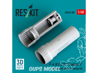ResKit avion RSU48-0300 Tuyères d'échappement F-4 B, C, D, N Phantom II pour kit Tamiya imprimées en 3D 1/48