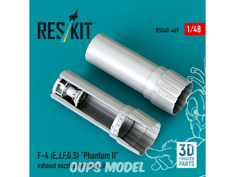 ResKit avion RSU48-0469 Tuyères d'échappement F-4E, J, F, G, S Phantom II pour kit Meng imprimées en 3D 1/48