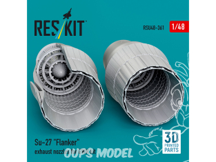 ResKit avion RSU48-0361 Tuyères d'échappement Su-27 Flanker pour kit GWH imprimées en 3D 1/48