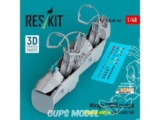ResKit avion RSU48-0461 Cockpit du Mirage2000D, édition détaillée pour kit Kinetic imprimé en 3D 1/48
