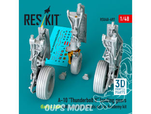 ResKit avion RSU48-0497 Trains d'atterrissage A-10 Thunderbolt II Early & Late roues lestées kit Academy imprimé en 3D 1/48
