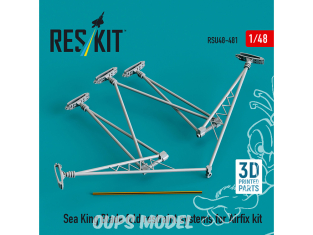 ResKit Helicoptére RSU48-0481 Systèmes de retenue de pliage de lame Sea King pour kit Airfix imprimés en 3D 1/48