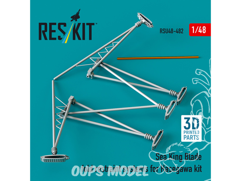 ResKit Helicoptére RSU48-0482 Systèmes de retenue de pliage de lame Sea King pour kit Hasegawa imprimés en 3D 1/48