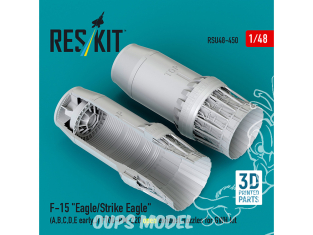 ResKit avion RSU48-0450 Tuyères d'échappement ouvertes F-15A, B, C, D, E early, Kit GWH 1/48