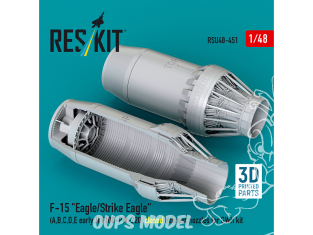 ResKit avion RSU48-0451 Tuyères d'échappement fermée F-15A, B, C, D, E early, Kit GWH 1/48