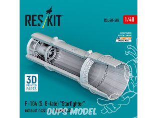 ResKit avion RSU48-0507 Buse d'échappement F-104S, G-late Starfighter pour kit Kinetic imprimé en 3D 1/48