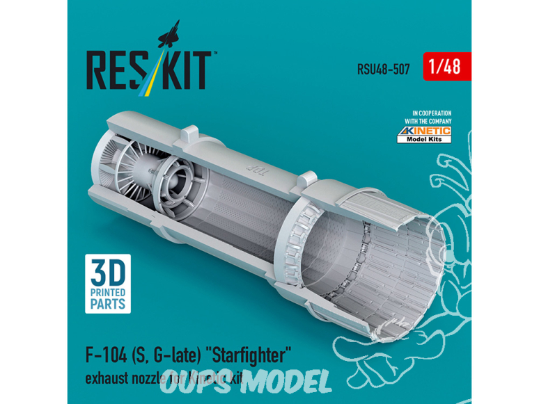 ResKit avion RSU48-0507 Buse d'échappement F-104S, G-late Starfighter pour kit Kinetic imprimé en 3D 1/48 ResKit avion RSU48-0507 Buse d'échappement F-104S, G-late Starfighter pour kit Kinetic imprimé en 3D 1/48