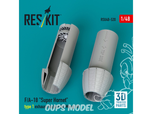 ResKit avion RSU48-0520 Tuyères d'échappement F/A-18 Super Hornet type 1 pour kit Meng imprimées en 3D 1/48