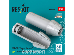 ResKit avion RSU48-0521 Tuyères d'échappement F/A-18 Super Hornet type 2 pour kit Meng imprimées en 3D 1/48