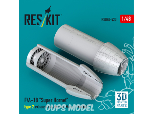 ResKit avion RSU48-0523 Tuyères d'échappement F/A-18 Super Hornet type 2 pour kit Hasegawa imprimées en 3D 1/48