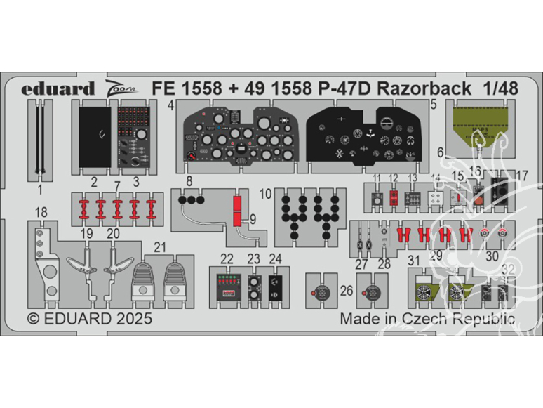EDUARD photodecoupe avion 491558 Amélioration P-47D Razorback Mini Art 1/48 EDUARD photodecoupe avion 491558 Amélioration P-47D Razorback Mini Art 1/48