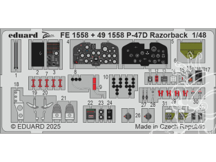 EDUARD photodecoupe avion FE1558 Zoom amélioration P-47D Razorback Mini Art 1/48