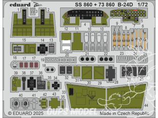 Eduard photodecoupe avion 73860 Cockpit & Moteurs B-24D Airfix 1/72