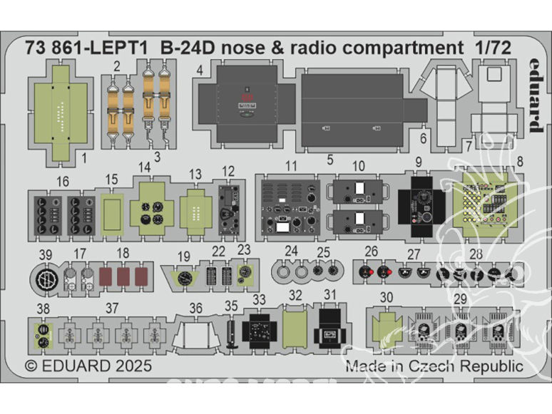 Eduard photodecoupe avion 73861 Nez & compartiment radio B-24D Airfix 1/72 Eduard photodecoupe avion 73861 Nez & compartiment radio B-24D Airfix 1/72