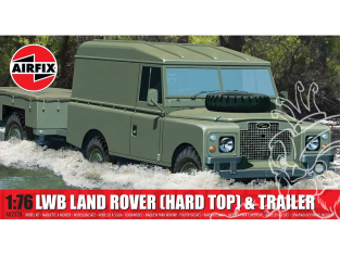 Airfix maquette militaire A02324 Land Rover LWB toit rigide et remorque 1/76