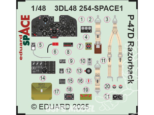 Eduard Space décalques 3D 3DL48254 P-47D Razorback Mini Art 1/48