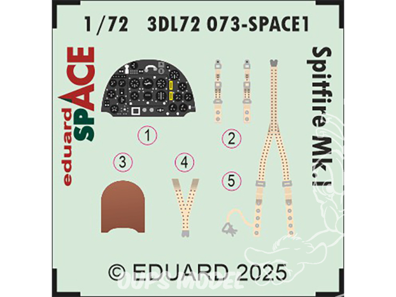 Eduard Space décalques 3D 3DL72073 Spitfire Mk.I Ibg 1/72 Eduard Space décalques 3D 3DL72073 Spitfire Mk.I Ibg 1/72