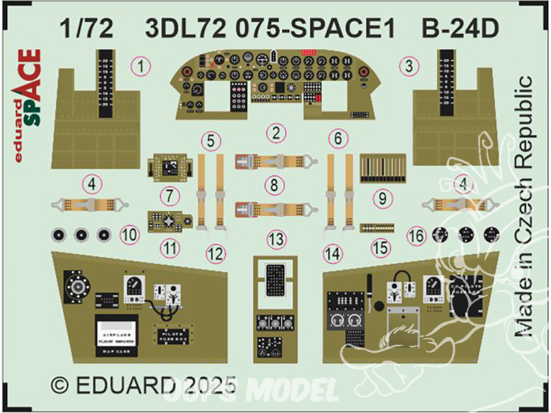 Eduard Space décalques 3D 3DL72075 B-24D Airfix 1/72 Eduard Space décalques 3D 3DL72075 B-24D Airfix 1/72
