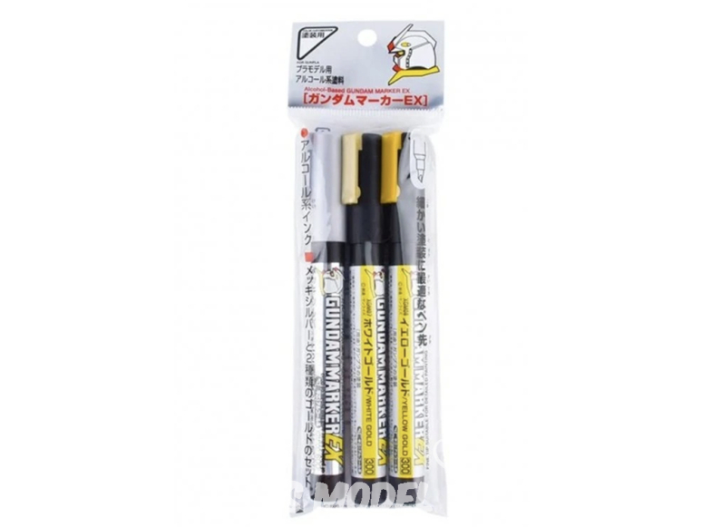 Mr Hobby XGMS100 Fixa Gundam Marker EX Argent, Or blanc et Or Jaune Mr Hobby XGMS100 Fixa Gundam Marker EX Argent, Or blanc et Or Jaune