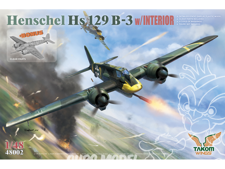 Takom maquette avion 48002 Henschel Hs 129 B-3 avec intérieur 1/48